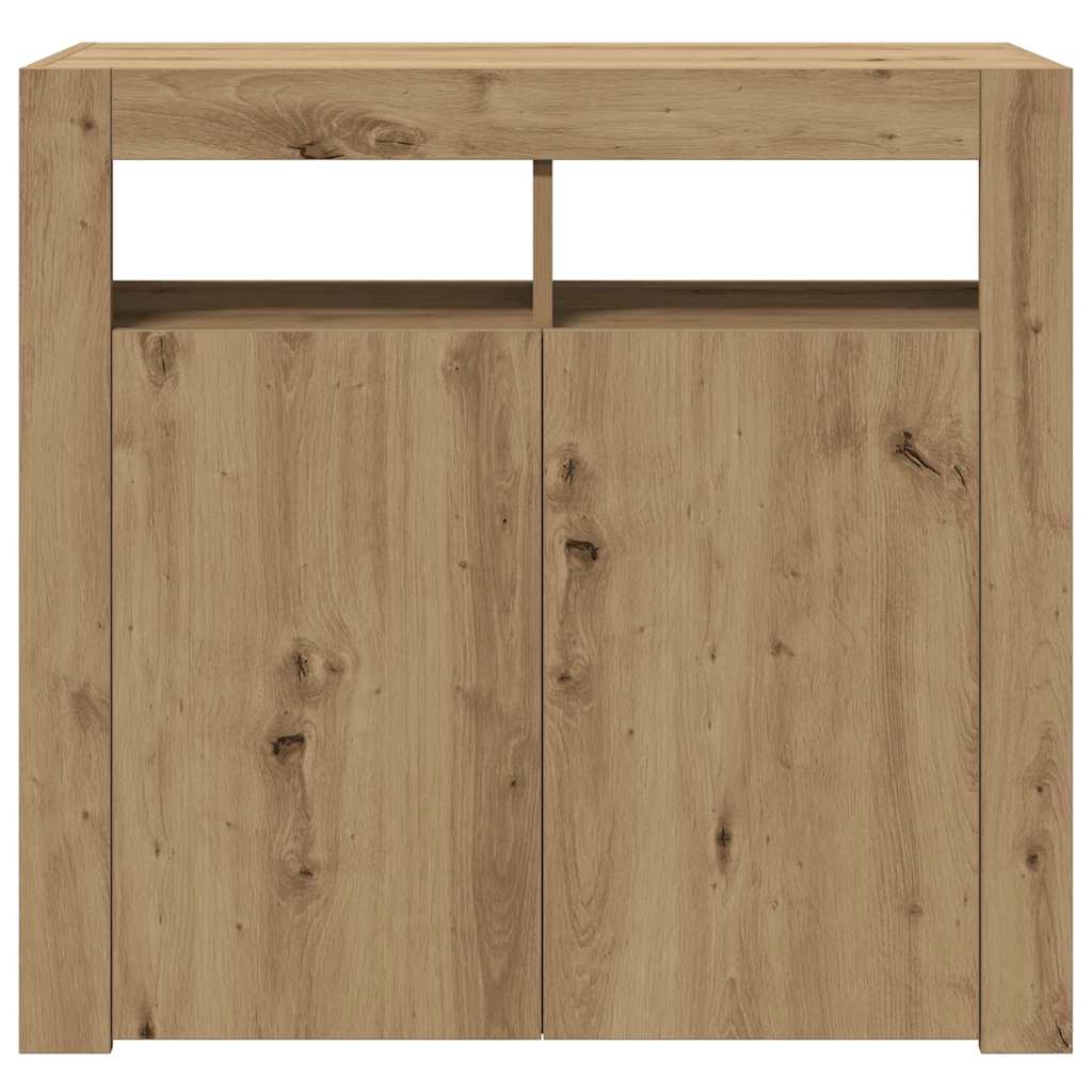 vidaXL Szafka z oświetleniem LED, dąb artisan, 80x35x75 cm