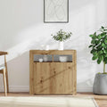 vidaXL Szafka z oświetleniem LED, dąb artisan, 80x35x75 cm