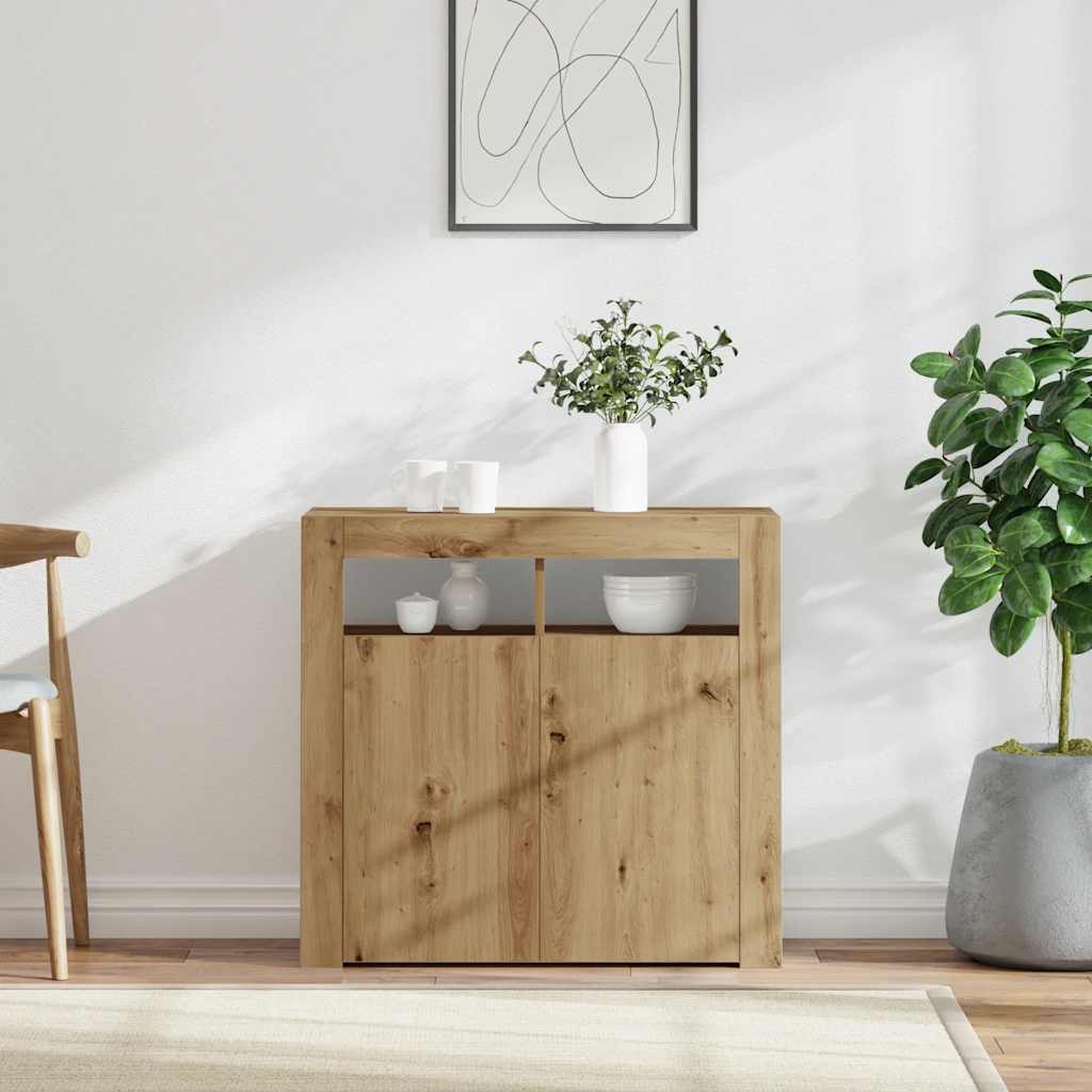 vidaXL Szafka z oświetleniem LED, dąb artisan, 80x35x75 cm