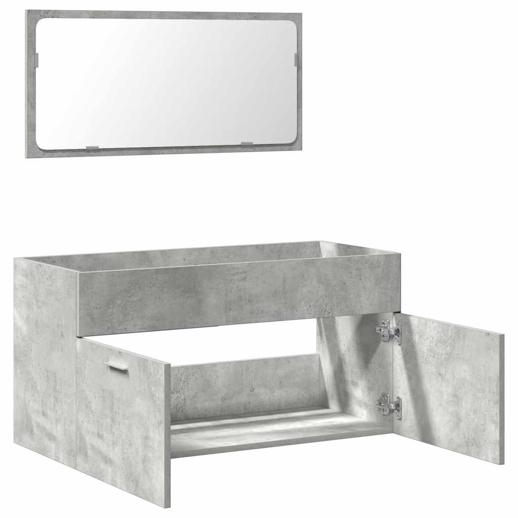 vidaXL Szafka łazienkowa z lustrem, szarość betonu