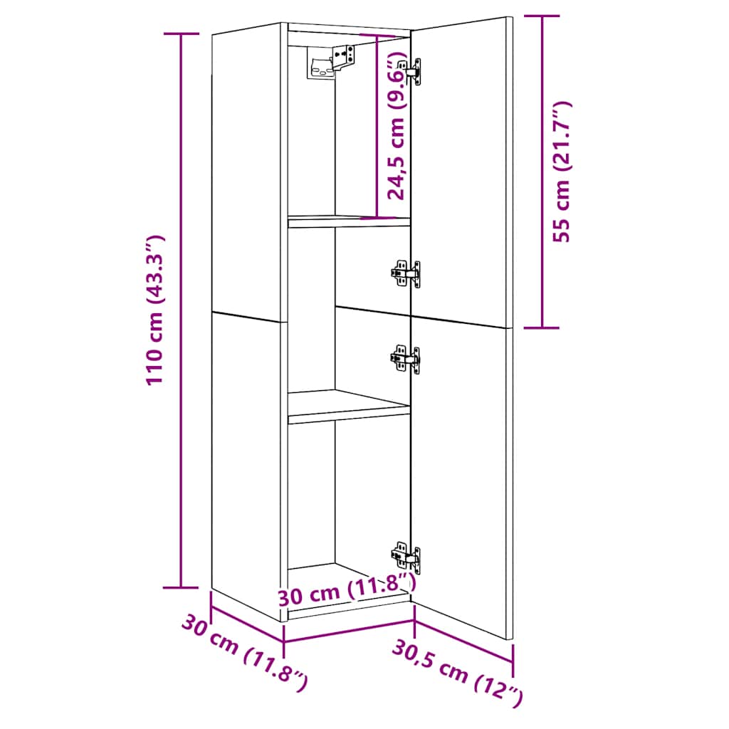 vidaXL Szafka TV, stare drewno, 30,5x30x110 cm, płyta wiórowa