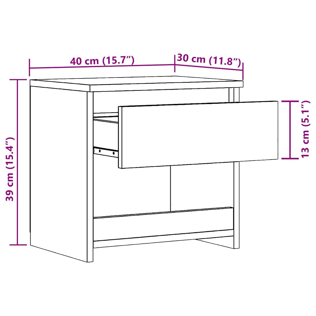 vidaXL Szafka nocna Artisan Oak 40x30x39 cm Drewno klejone