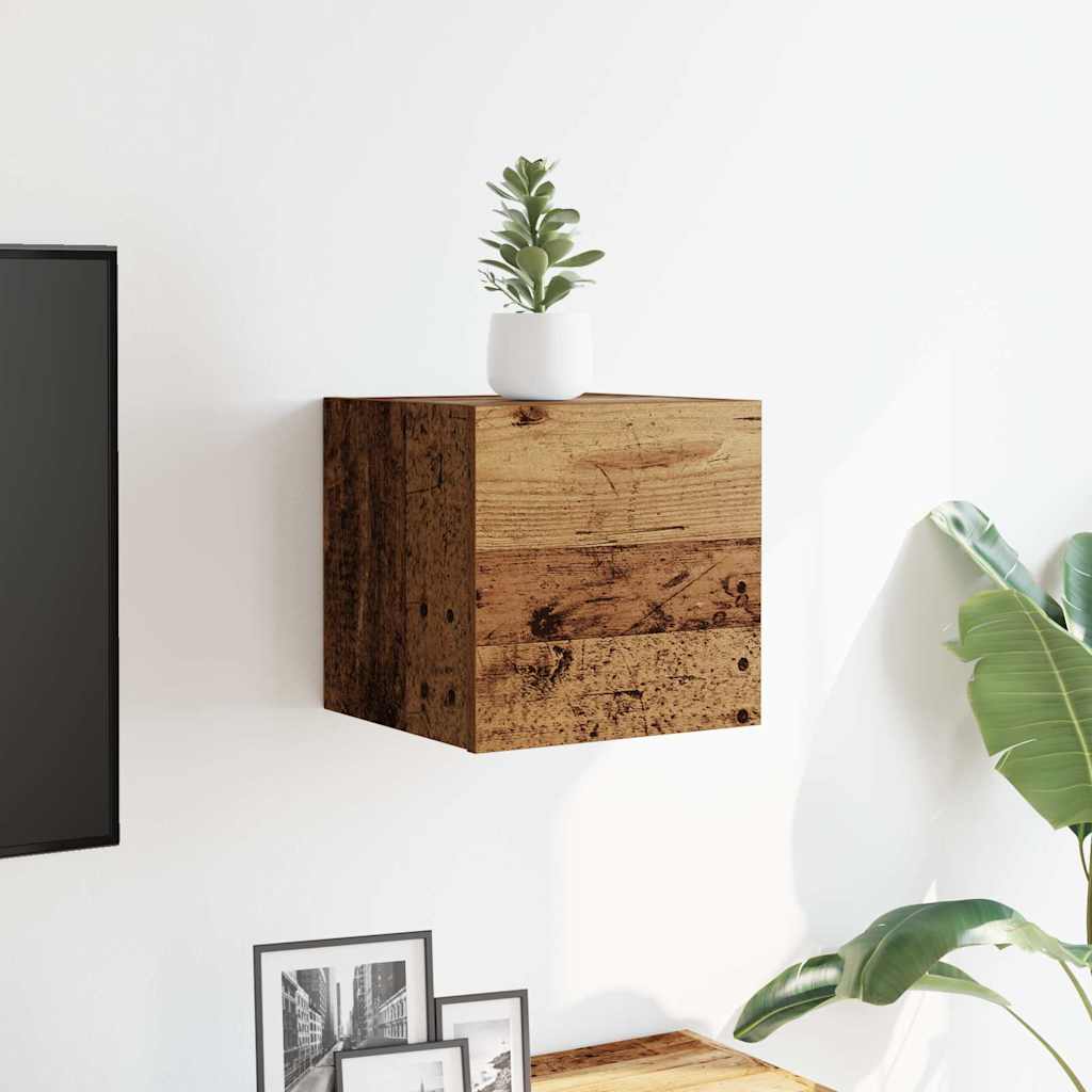 vidaXL Wisząca szafka telewizyjna, stare drewno, 30,5x30x30 cm
