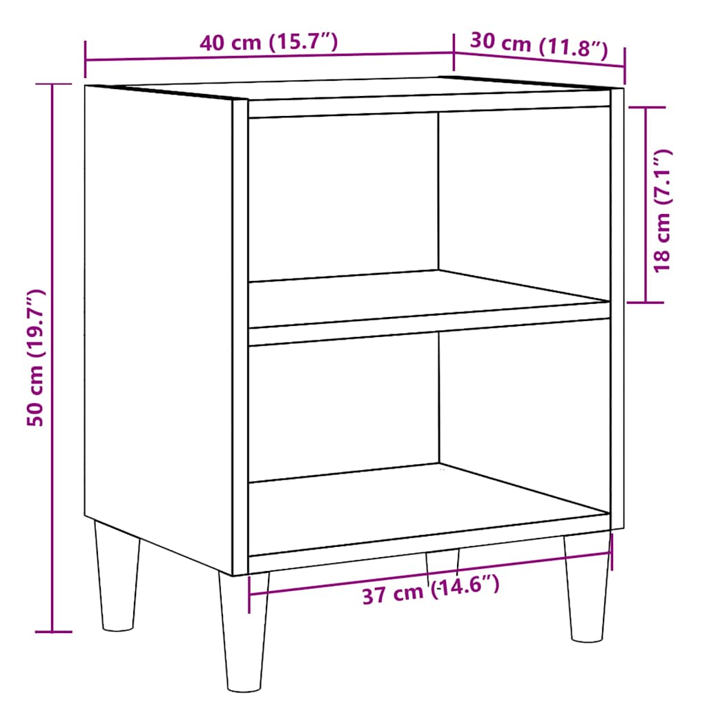 vidaXL Szafka nocna, stare drewno, 40x30x50cm, materiał drewnopochodny