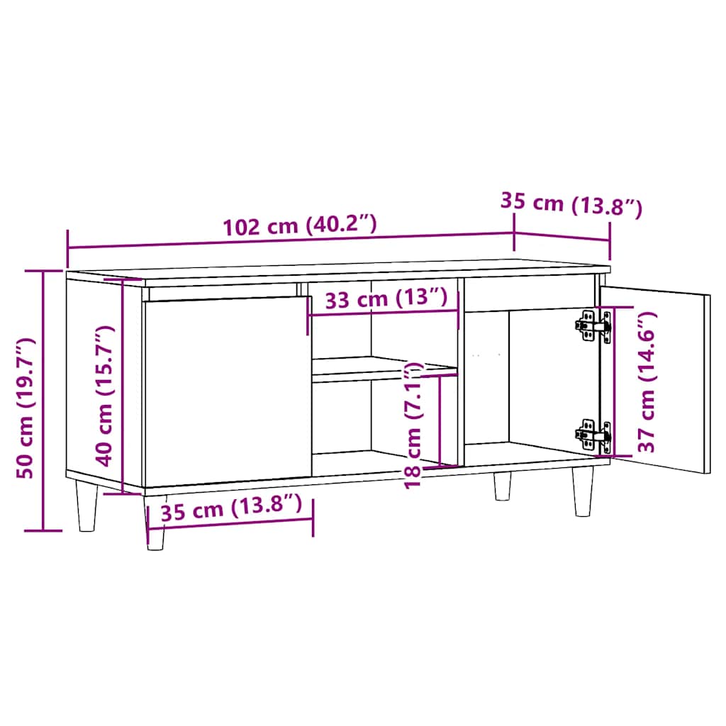 vidaXL Szafka pod TV, stare drewno, 102x35x50 cm