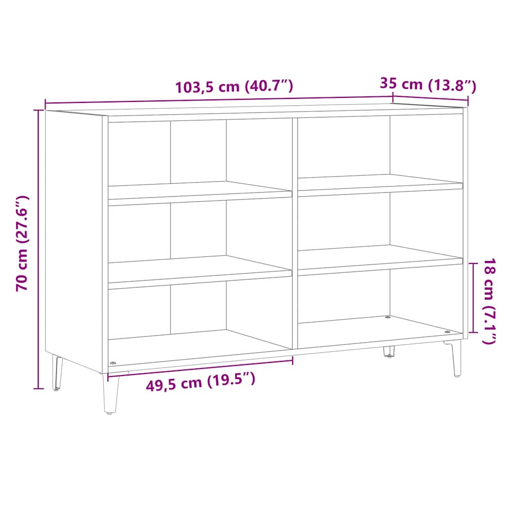vidaXL Szafka, stare drewno, 103,5x35x70 cm, materiał drewnopochodny