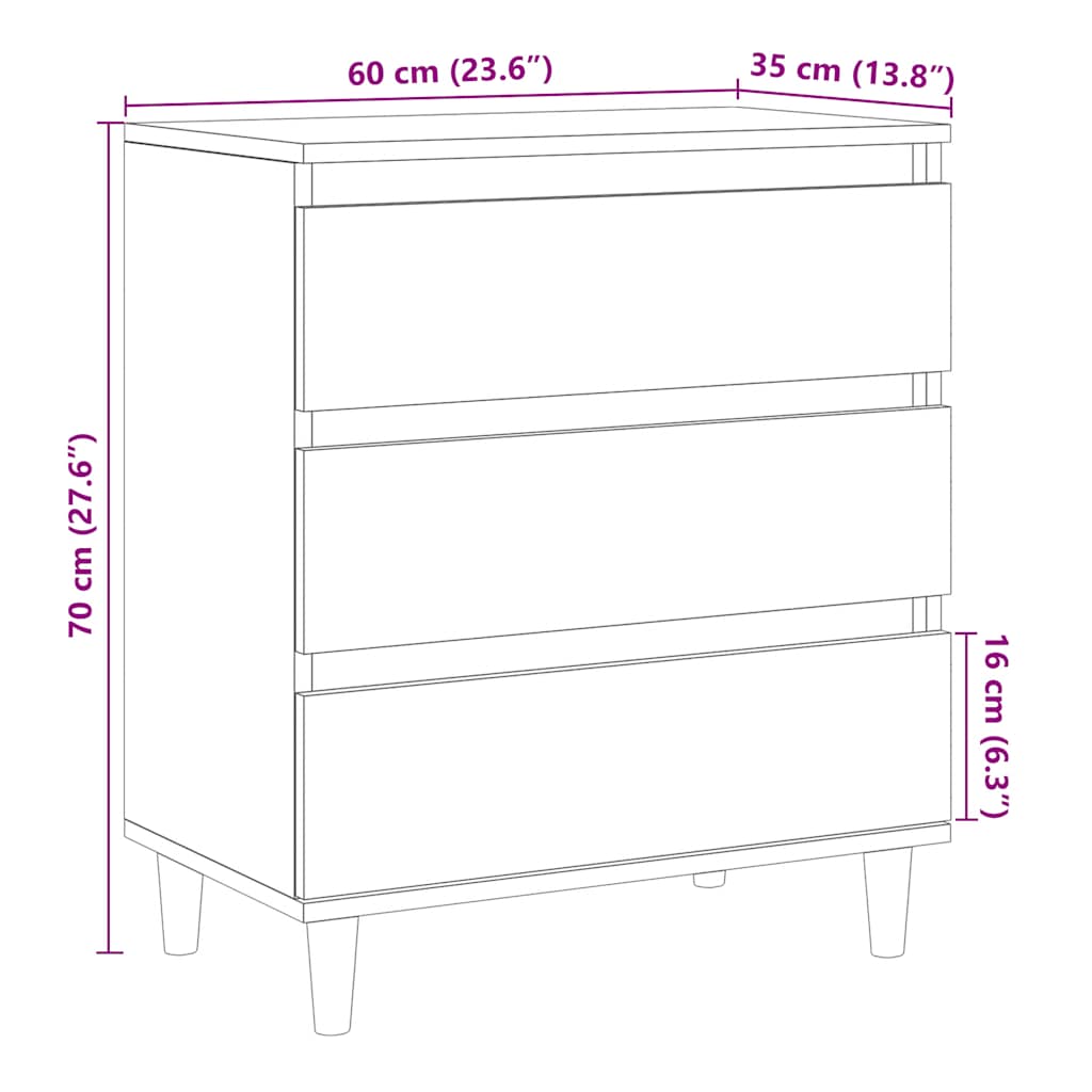 vidaXL Komoda, stare drewno, 60x35x70 cm, materiał drewnopochodny