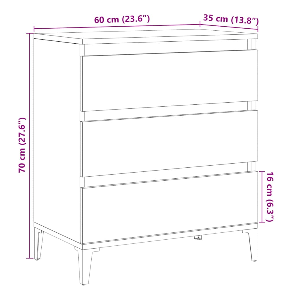 vidaXL Komoda, stare drewno, 60x35x70 cm, materiał drewnopochodny