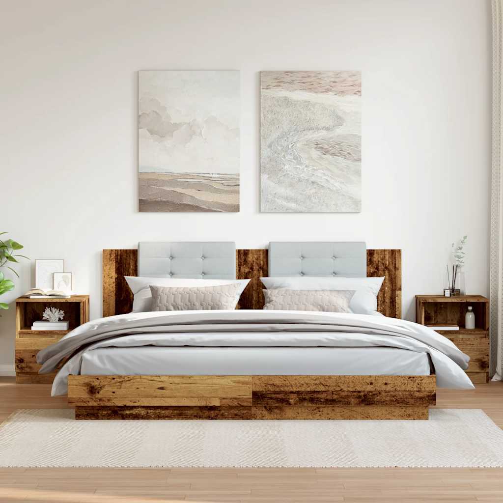 vidaXL Szafki nocne, 2 szt., stare drewno, 40x40x50 cm