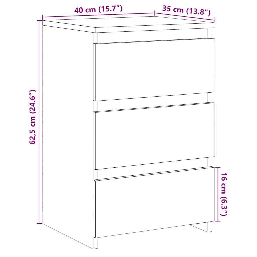 vidaXL Szafka nocna, stare drewno, 40x35x62,5 cm