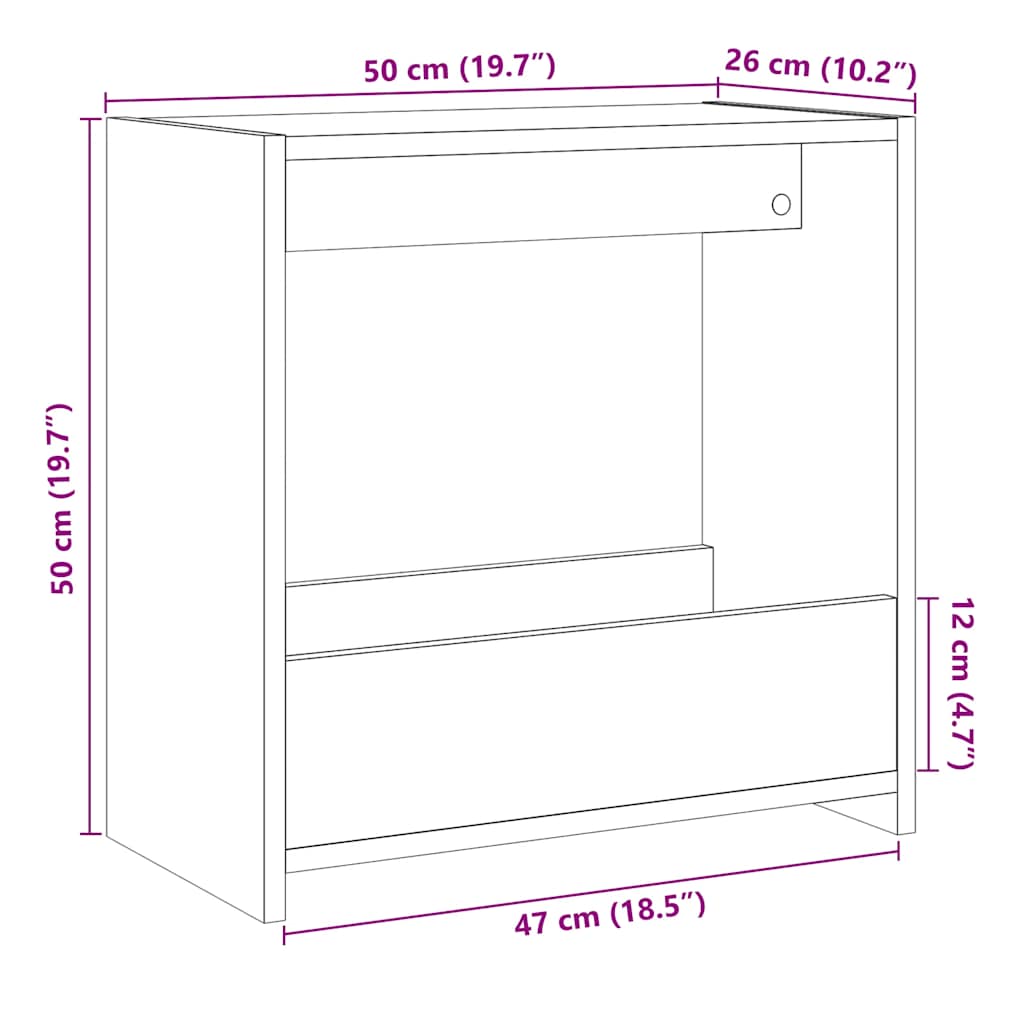 vidaXL Stolik boczny, stare drewno, 50x26x50 cm