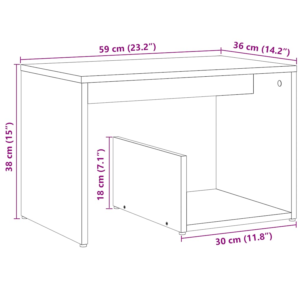 vidaXL Stolik, stare drewno, 59x36x38 cm, materiał drewnopochodny
