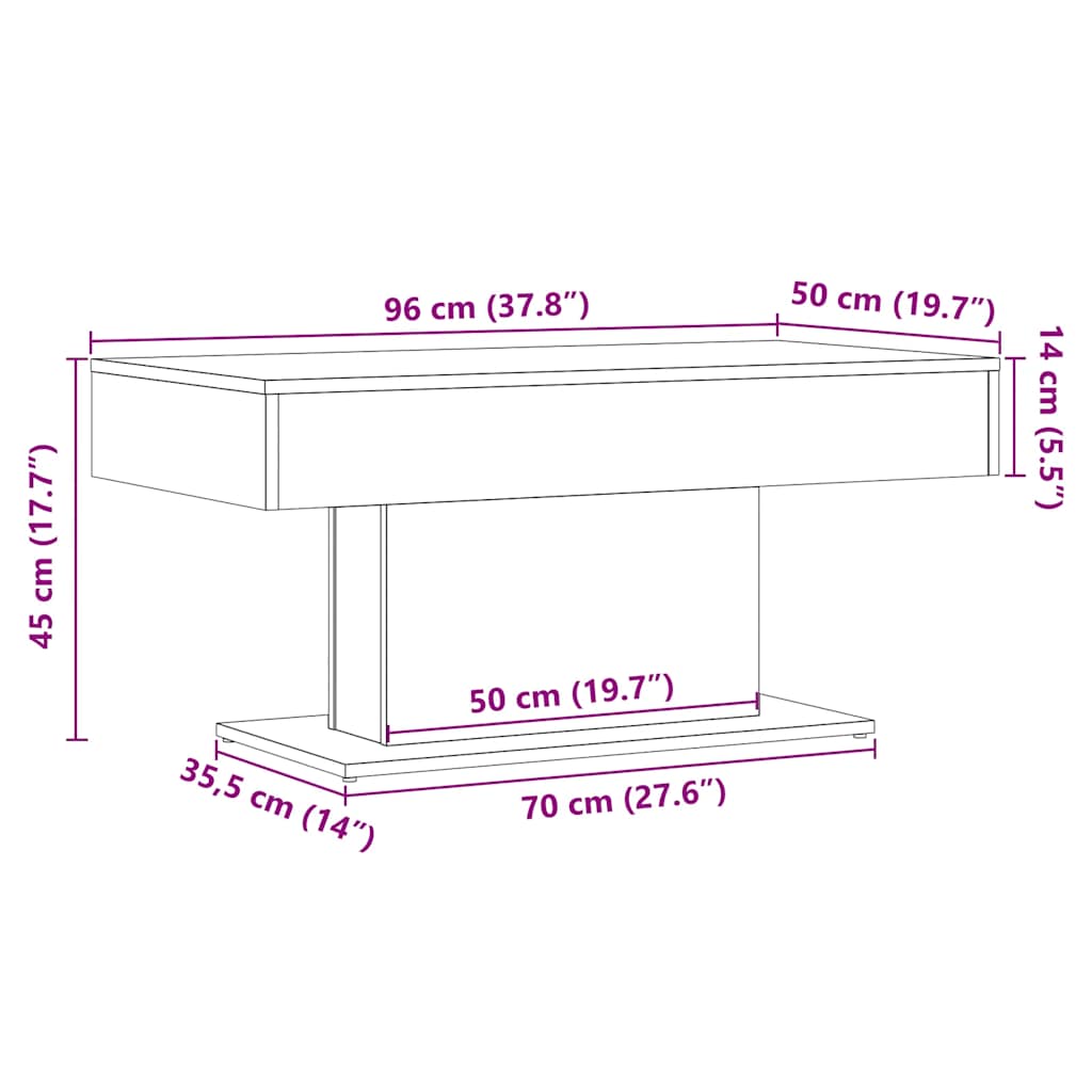 vidaXL Stolik kawowy Stare drewno 96x50x45 cm Drewno konstrukcyjne