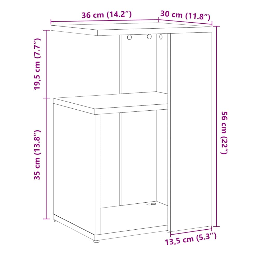 vidaXL Stolik boczny, stare drewno, 36x30x56 cm