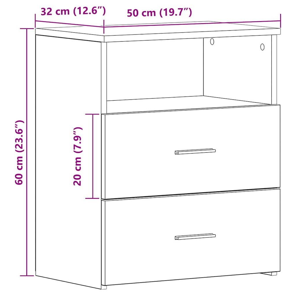 vidaXL Szafka nocna, stare drewno 50x32x60 cm, materiał drewnopochodny