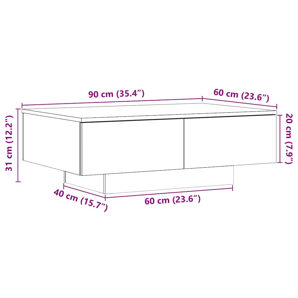 vidaXL Stolik kawowy, stare drewno, 90x60x31 cm