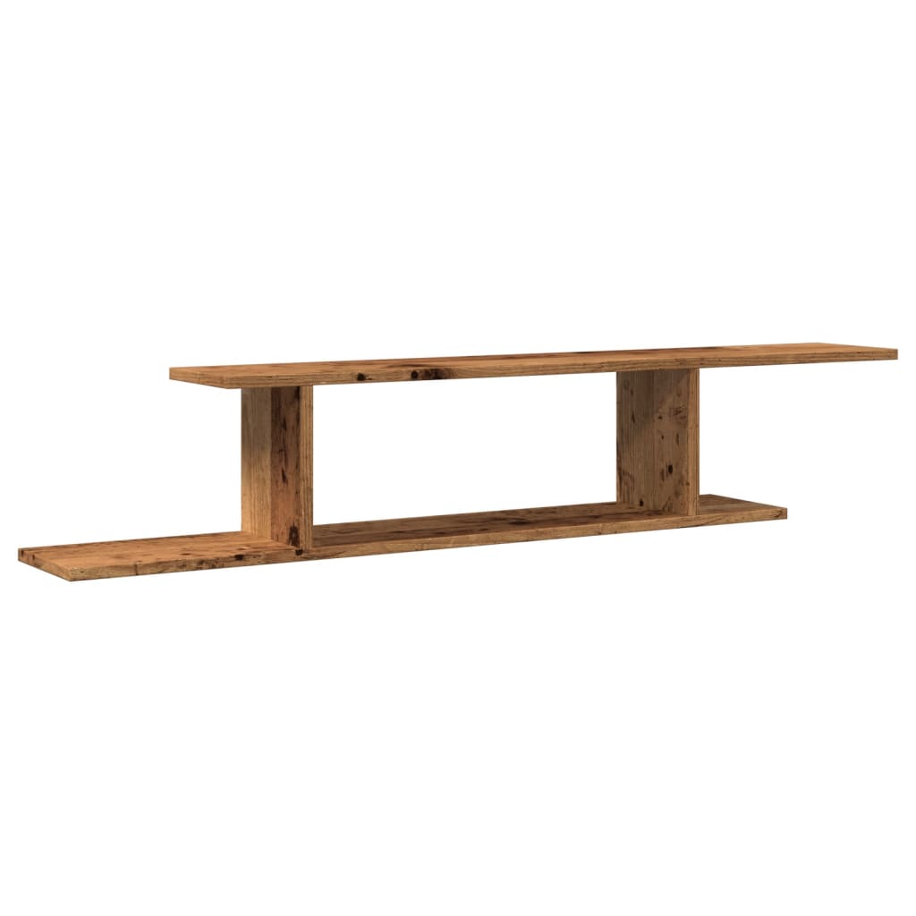 vidaXL Wisząca szafka pod TV, stare drewno, 125x18x23 cm