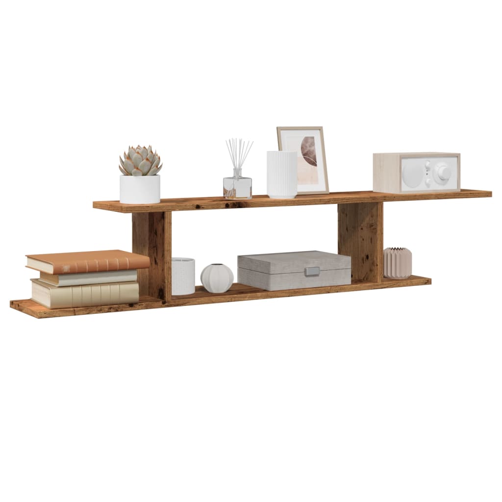 vidaXL Wisząca szafka pod TV, stare drewno, 125x18x23 cm