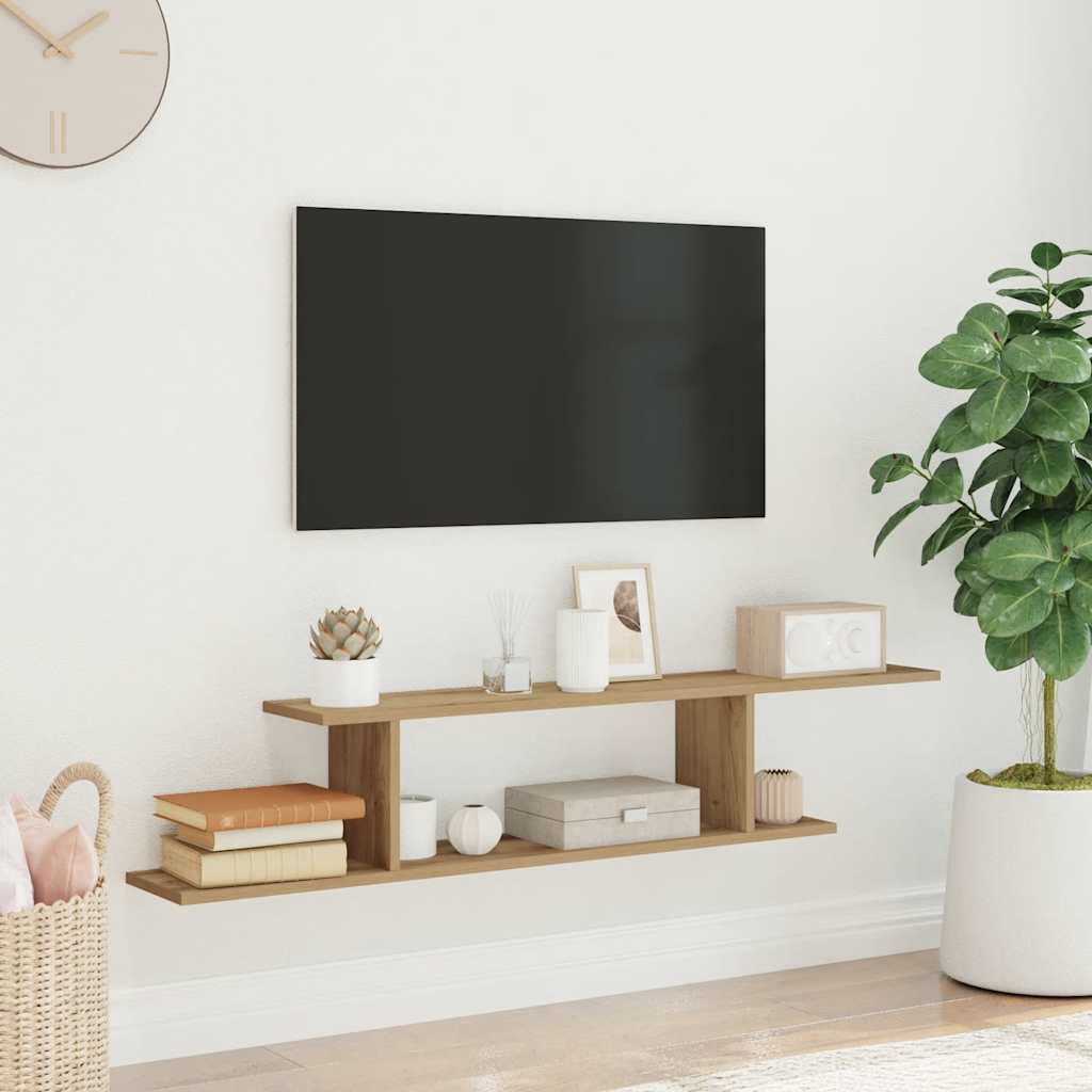 vidaXL Wisząca szafka pod TV, dąb artisan, 125x18x23 cm