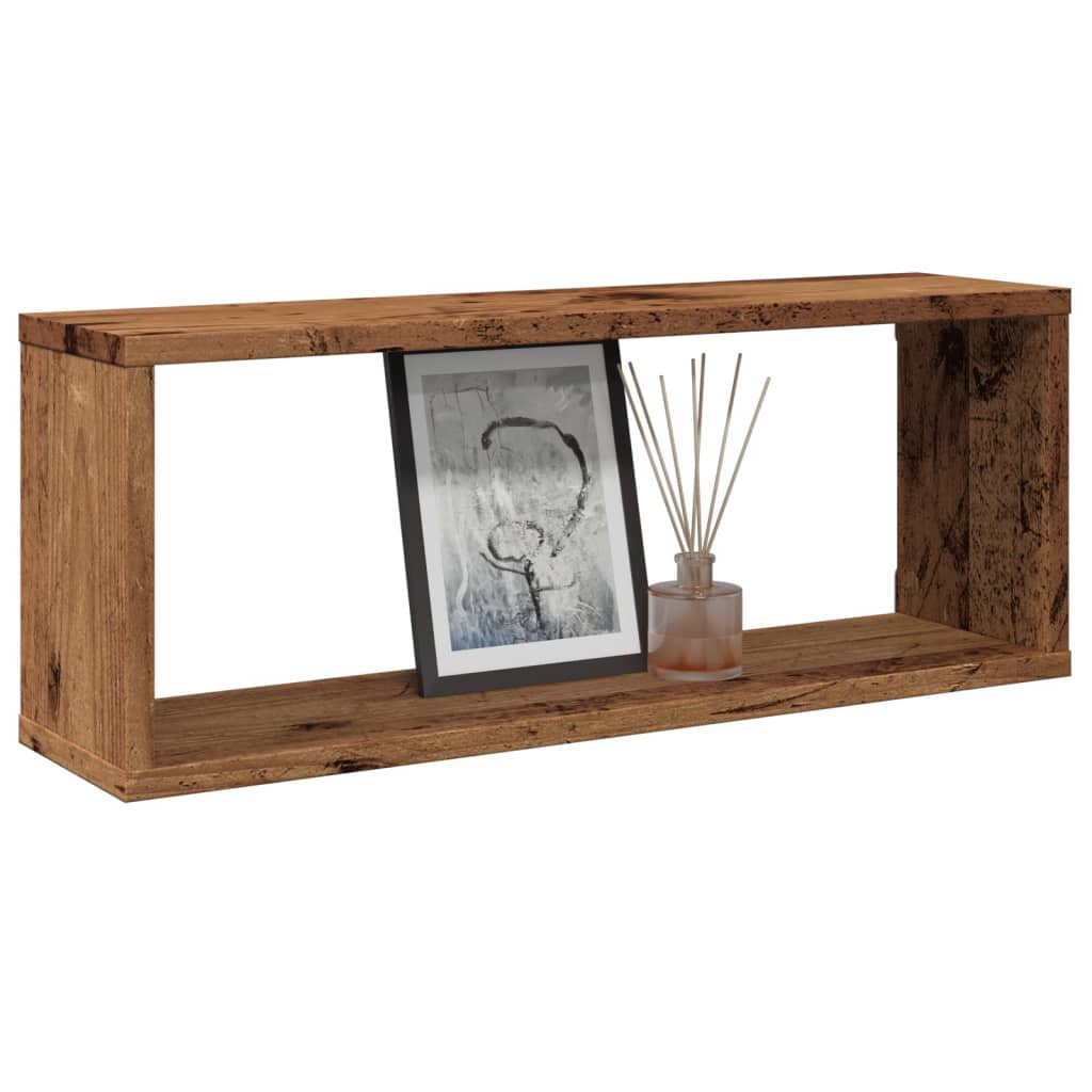 vidaXL Półki ścienne kostki, 2 szt., stare drewno, 60x15x23 cm