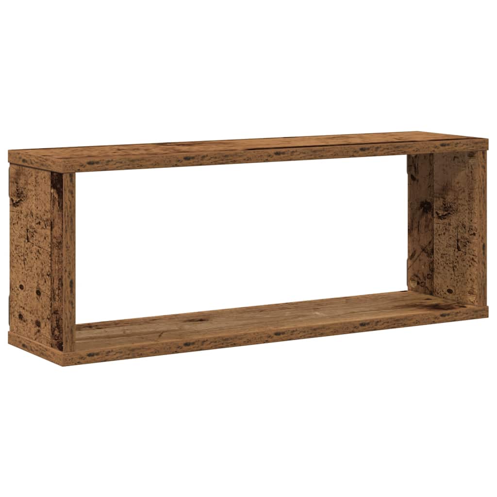 vidaXL Półki ścienne kostki, 4 szt., stare drewno, 60x15x23 cm