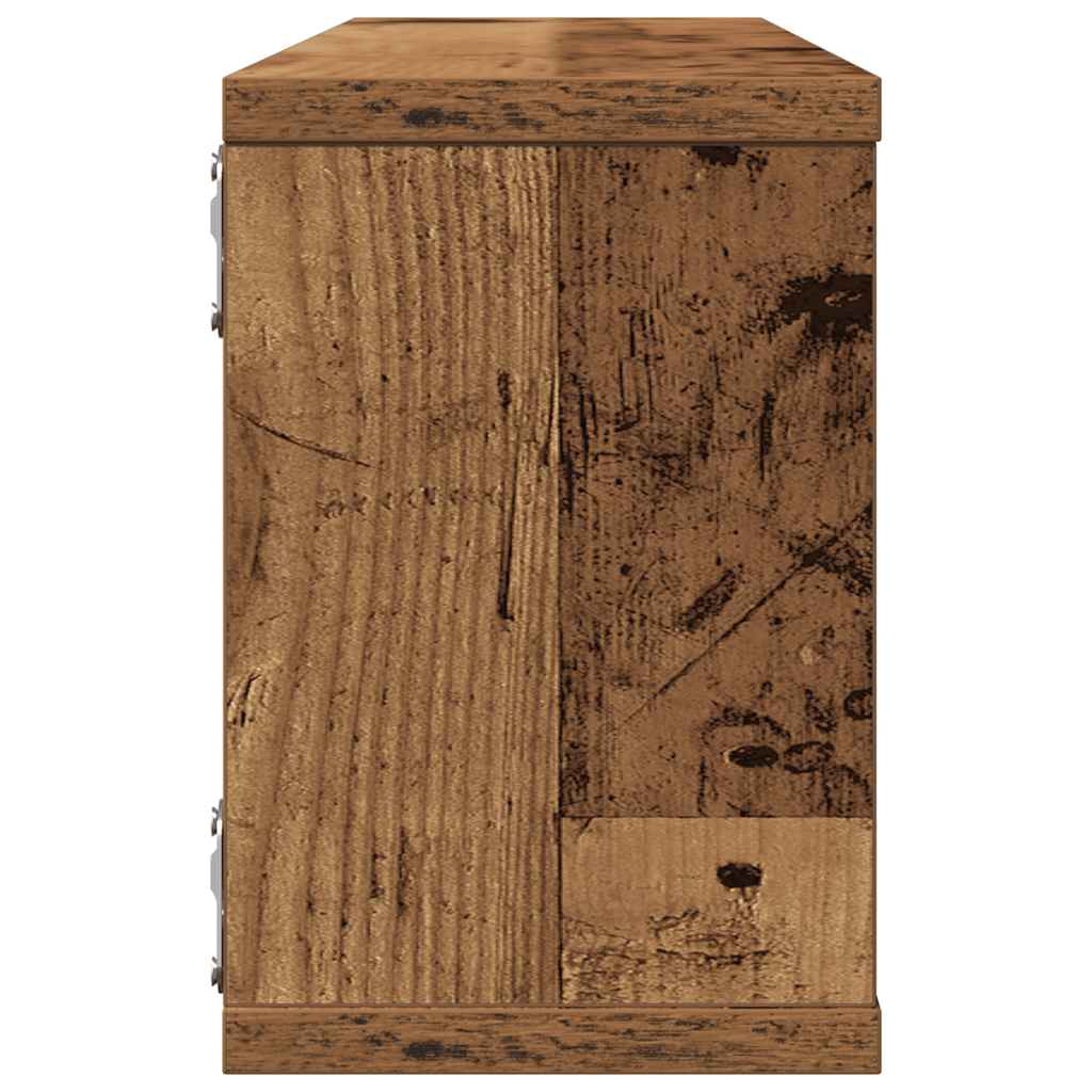vidaXL Półki ścienne kostki, 4 szt., stare drewno, 60x15x23 cm