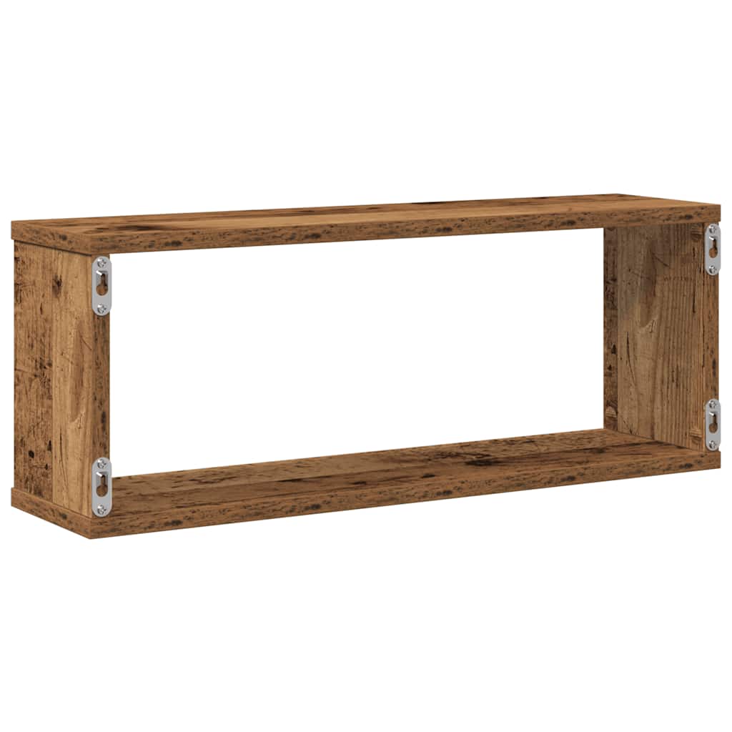 vidaXL Półki ścienne kostki, 4 szt., stare drewno, 60x15x23 cm