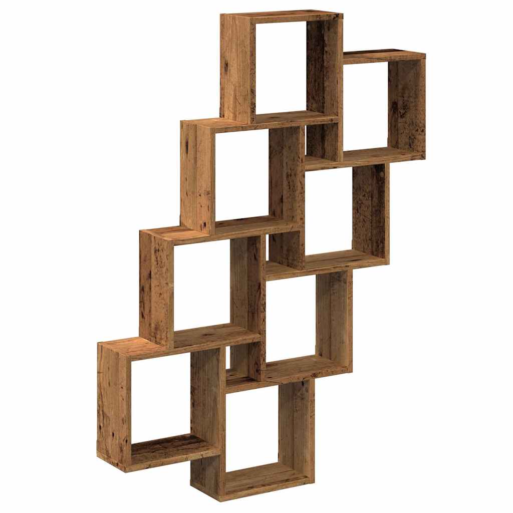 vidaXL Półka ścienna w formie kostek, stare drewno, 90x15x119,5 cm
