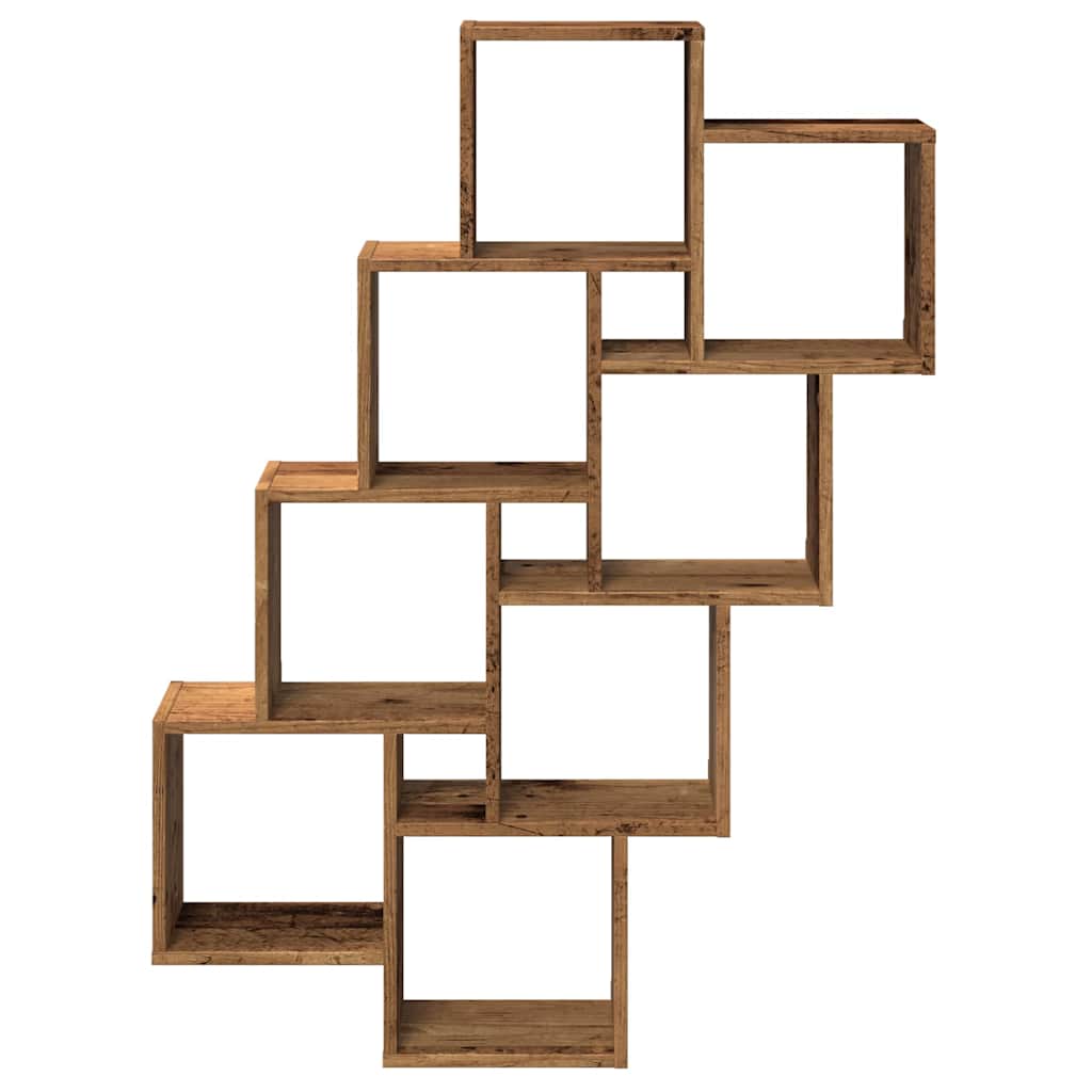 vidaXL Półka ścienna w formie kostek, stare drewno, 90x15x119,5 cm