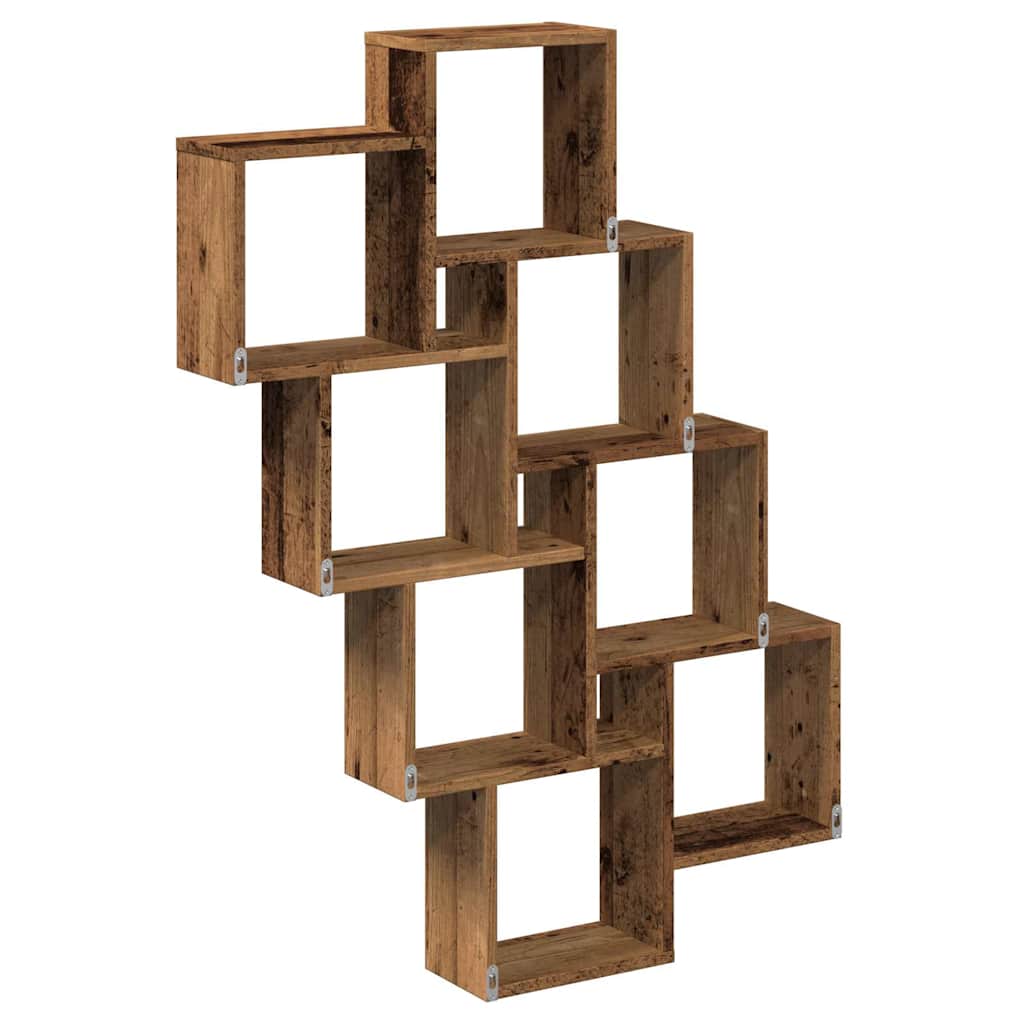 vidaXL Półka ścienna w formie kostek, stare drewno, 90x15x119,5 cm