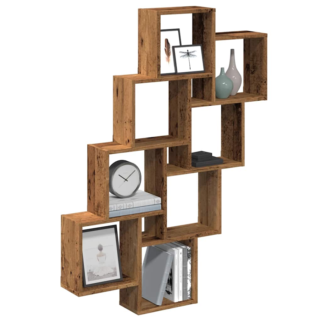 vidaXL Półka ścienna w formie kostek, stare drewno, 90x15x119,5 cm