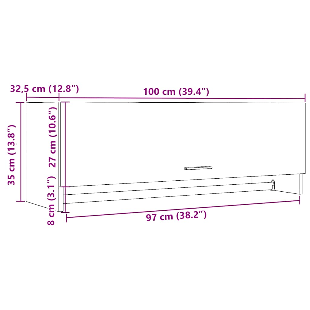 vidaXL Szafka, stare drewno, 100x32,5x35 cm, materiał drewnopochodny