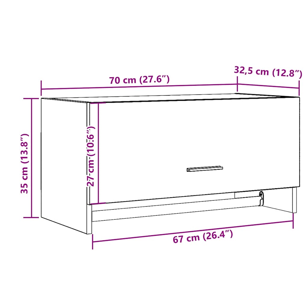 vidaXL Szafka, stare drewno, 70x32,5x35 cm, materiał drewnopochodny