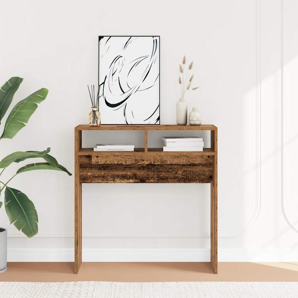 vidaXL Stolik konsolowy, stare drewno, 78x30x80 cm