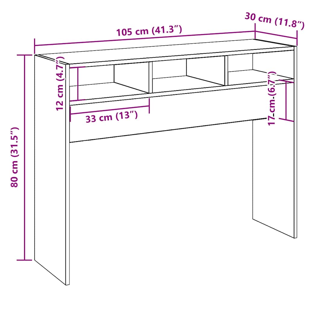vidaXL Stolik konsolowy, stare drewno, 105x30x80 cm