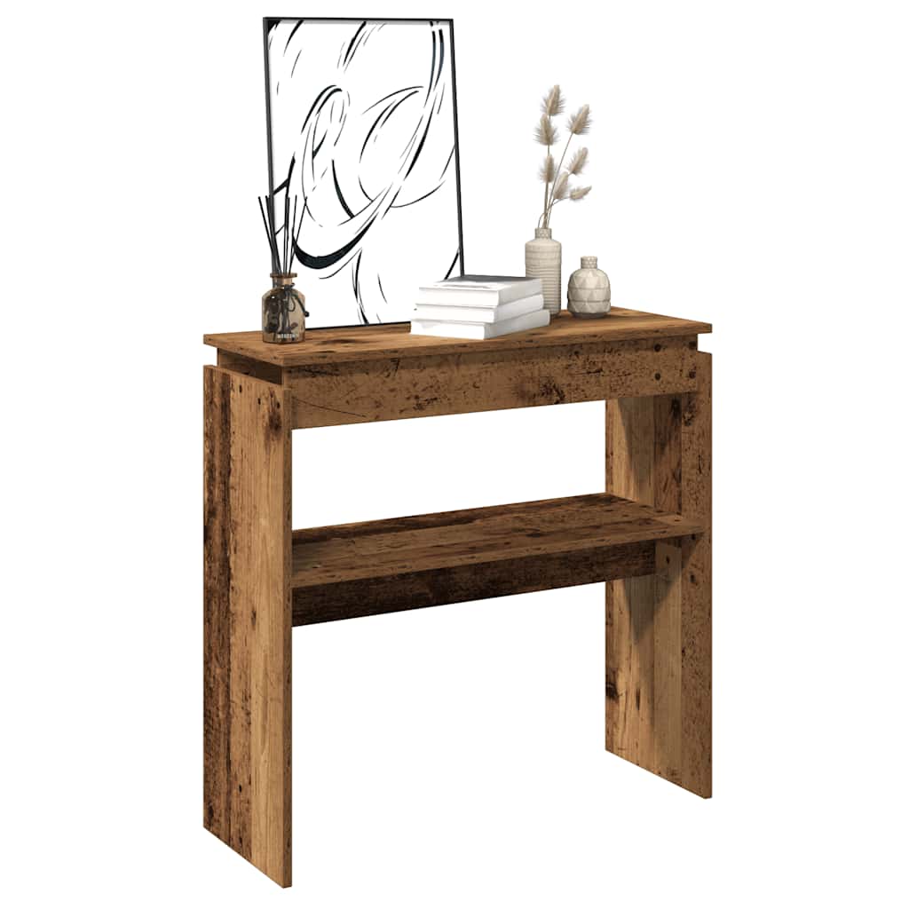 vidaXL Stolik konsolowy, stare drewno, wysoki połysk, 80x30x80 cm