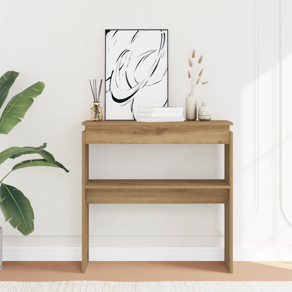 vidaXL Stolik konsolowy, dąb artisan, 80x30x80 cm