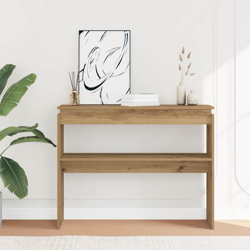 vidaXL Stolik konsolowy, dąb artisan, 102x30x80 cm