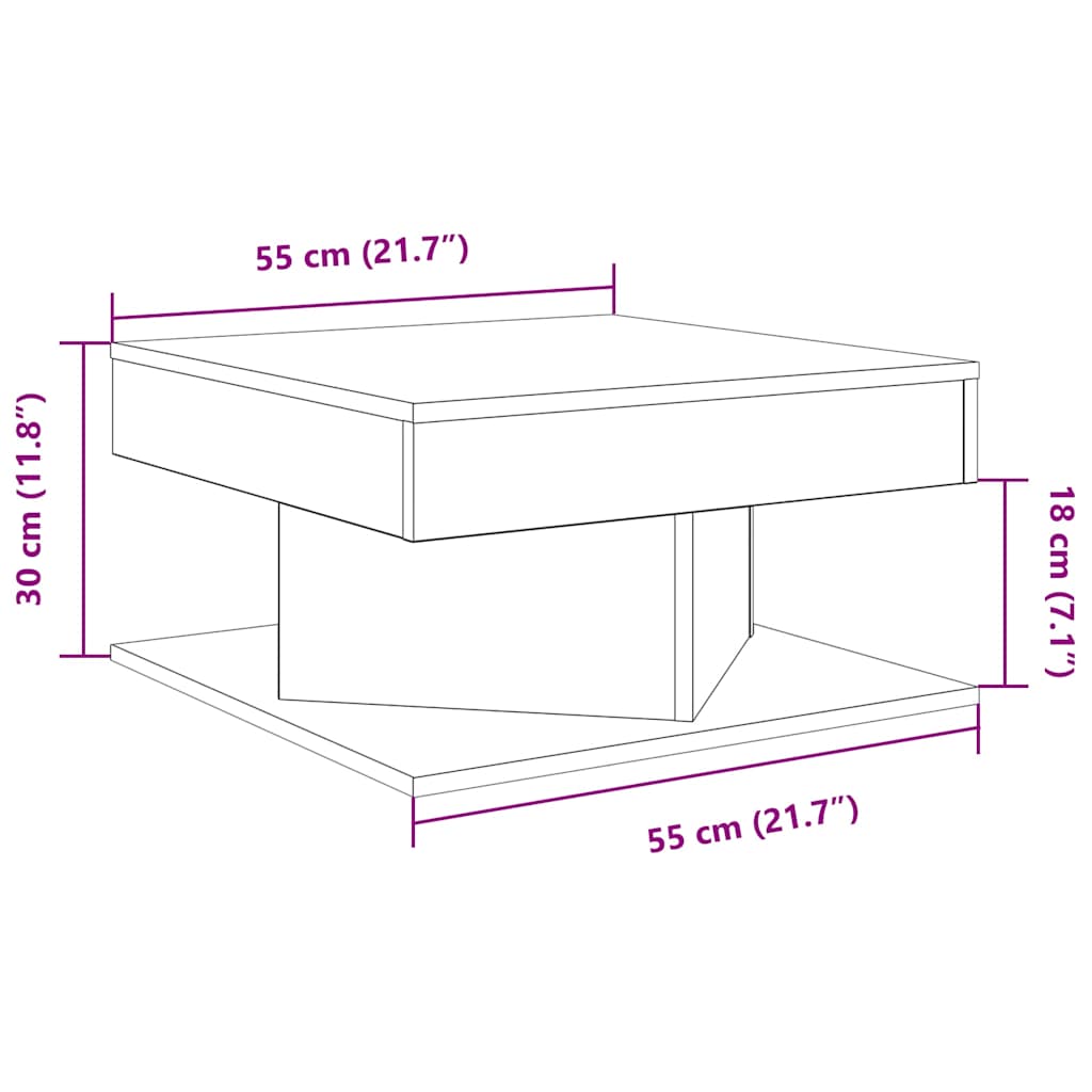 vidaXL Stolik kawowy, stare drewno, 55x55x30 cm