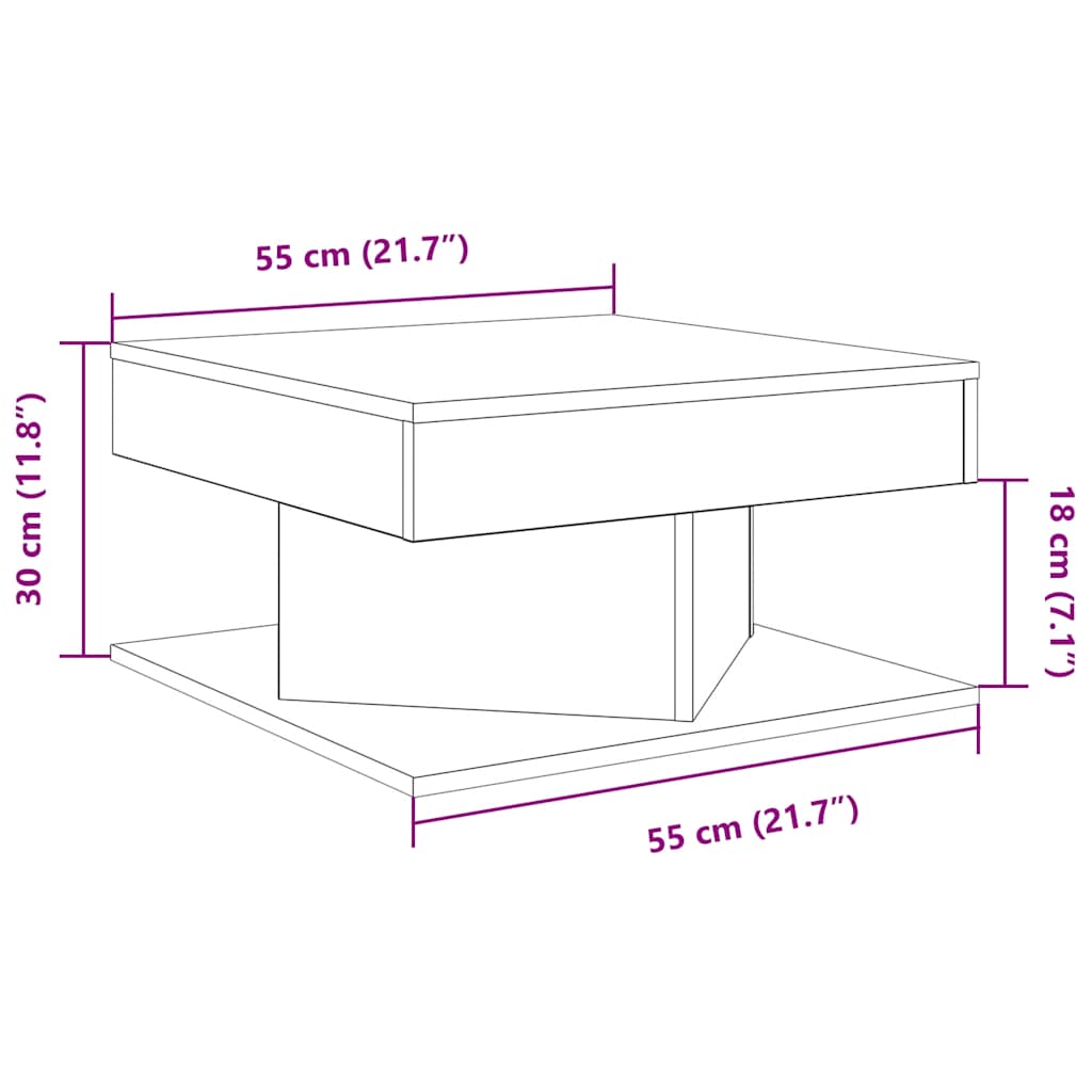 vidaXL Stolik kawowy, dąb artisan 55x55x30 cm, materiał drewnopochodny