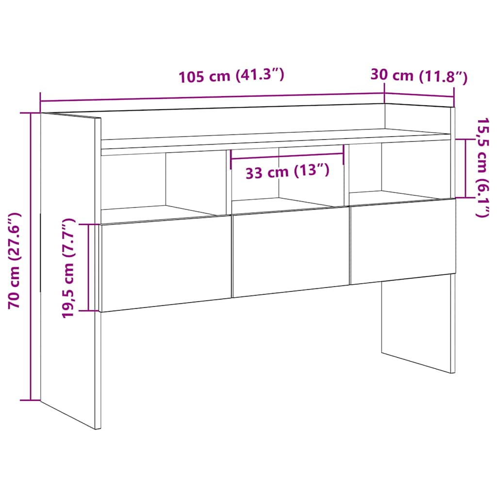 vidaXL Szafka, stare drewno, 105x30x70 cm, materiał drewnopochodny