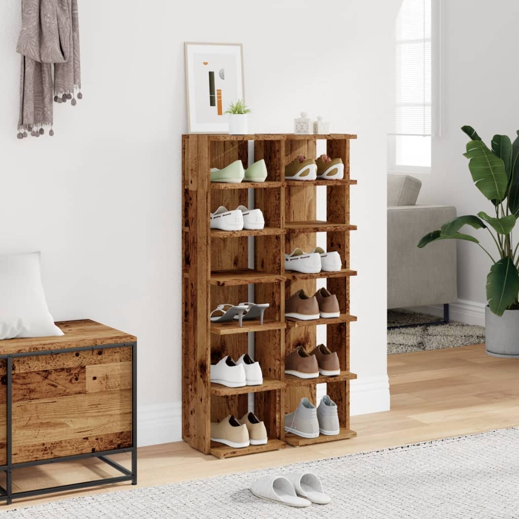 vidaXL Szafki na buty, 2 szt., stare drewno, 28x27x102 cm