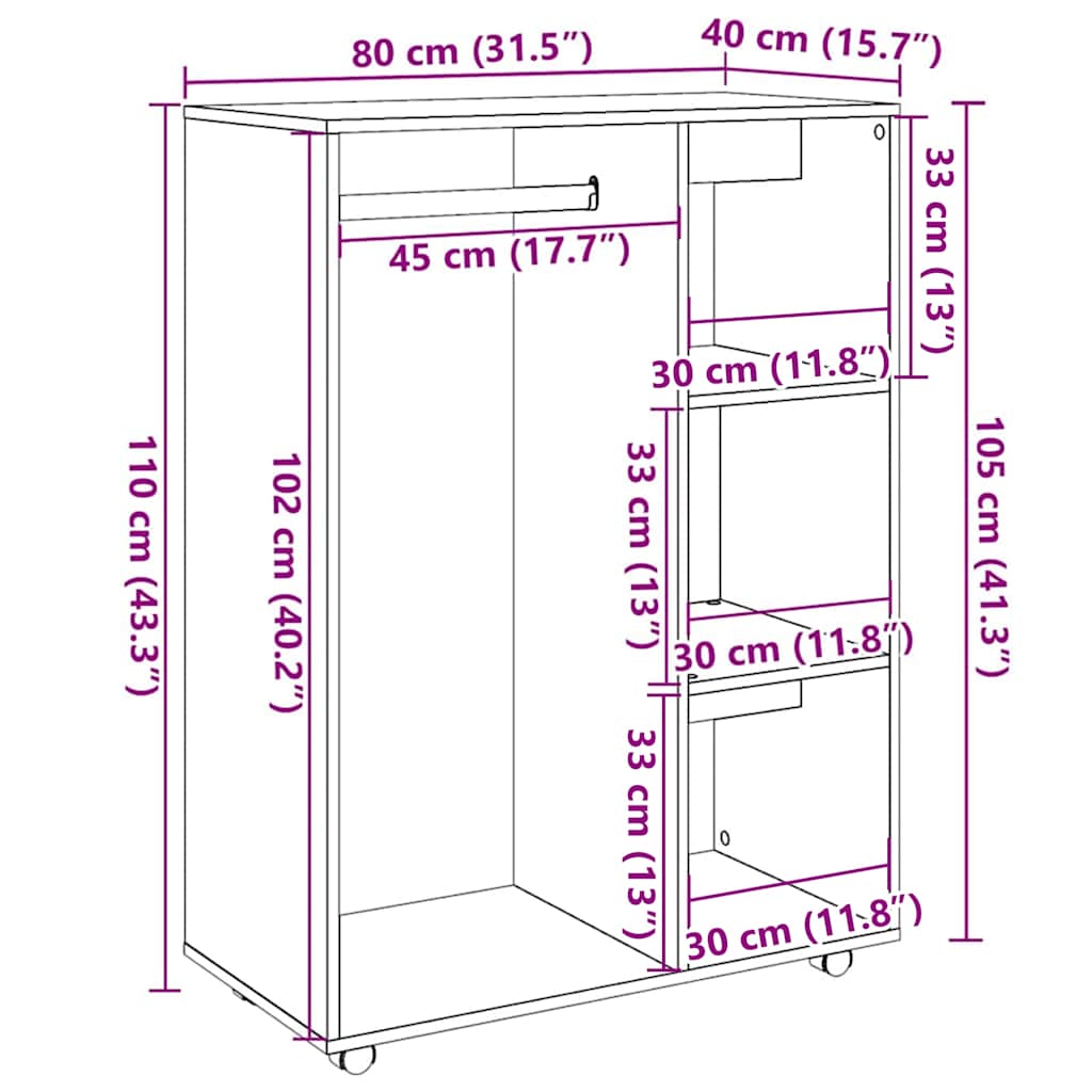 vidaXL Szafka, stare drewno, 80x40x110 cm, materiał drewnopochodny