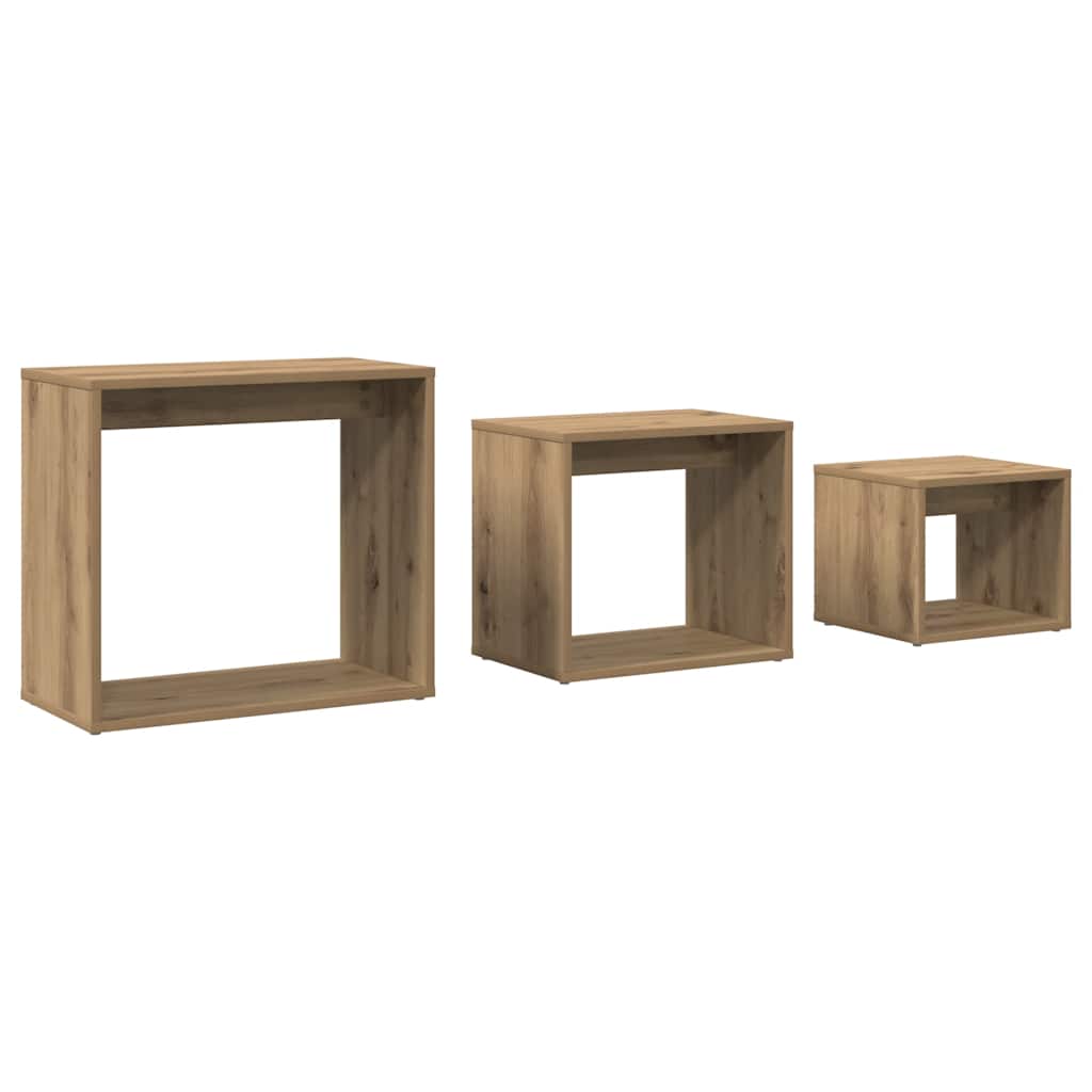 vidaXL Stoliki wsuwane pod siebie, 3 szt., kolor dąb artisan