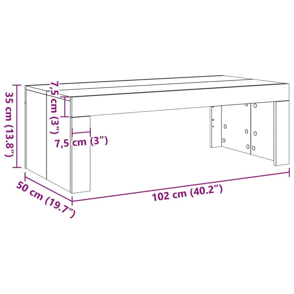 vidaXL Stolik kawowy, kolor starego drewna, 102x50x35 cm