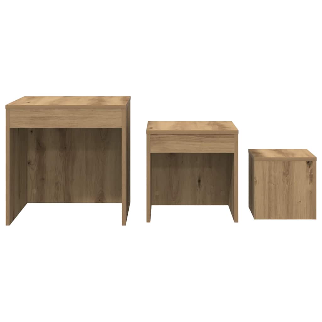 vidaXL Stoliki wsuwane pod siebie, 3 szt., kolor dąb artisan