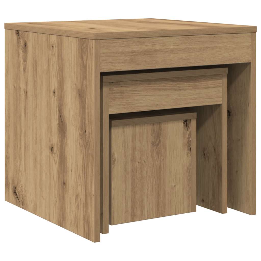 vidaXL Stoliki wsuwane pod siebie, 3 szt., kolor dąb artisan