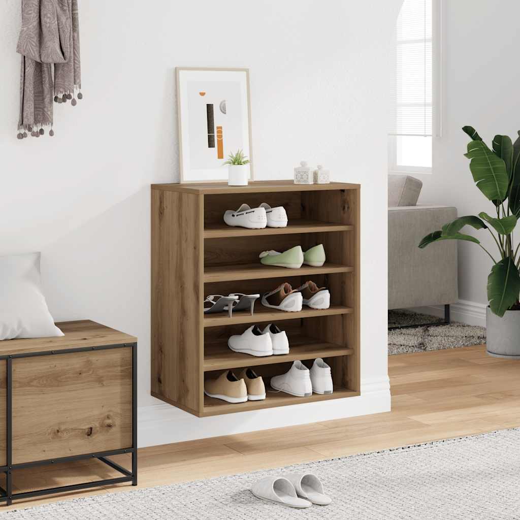 vidaXL Szafka na buty, dąb artisan 60x35x70 cm materiał drewnopochodny