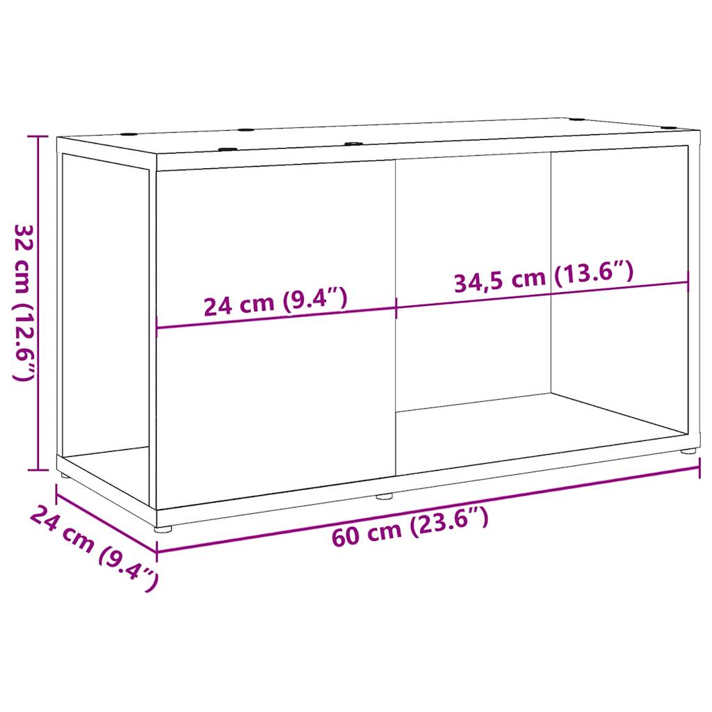 vidaXL Szafka pod TV, stare drewno, 60x24x32 cm