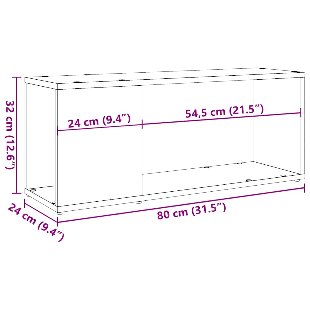 vidaXL Szafka pod TV, stare drewno, 80x24x32 cm